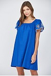 SQUARED NECK LINE EMBO DETAILED MINI DRESS