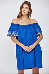 SQUARED NECK LINE EMBO DETAILED MINI DRESS