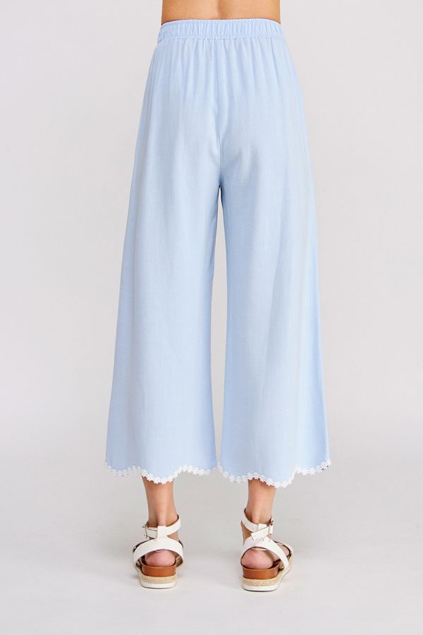 Wavy Crochet Trim Hem Pants