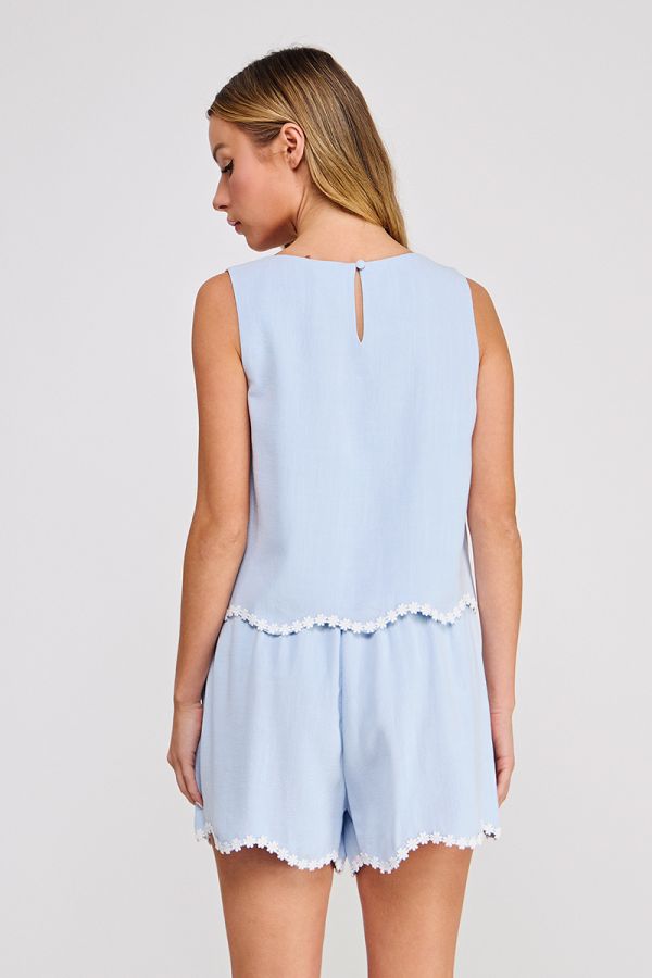 Wavy Crochet Trim Top