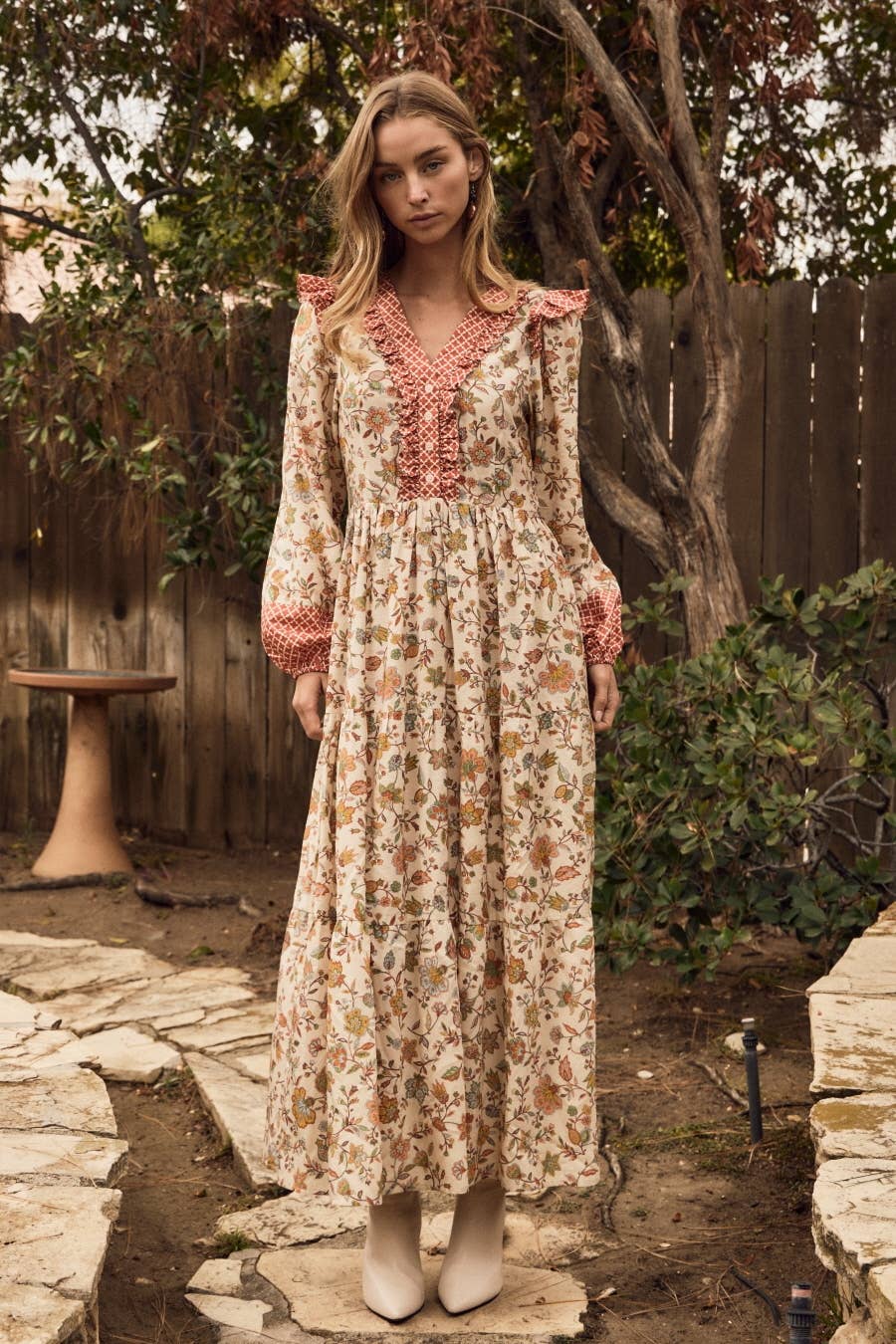 Plus Floral Print Midi Dress