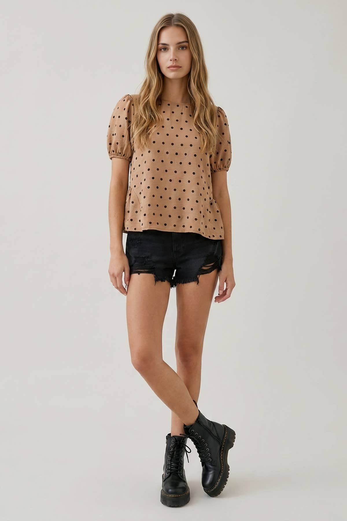 POLKA DOT PEPLUM BLOUSE