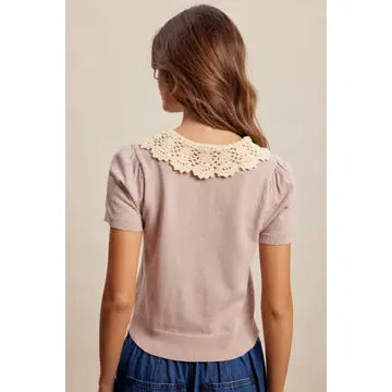 Crochet Collar Knit Top