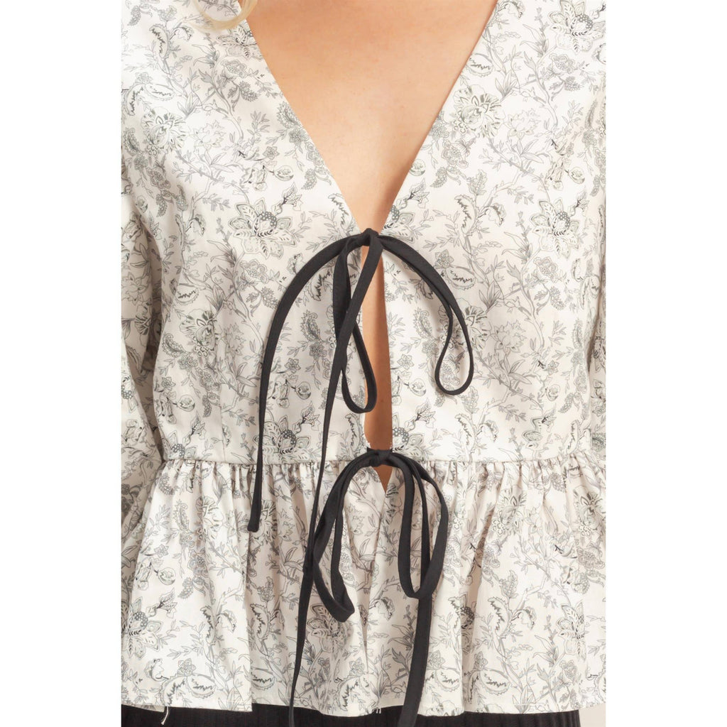 Floral Tie-Front Peplum Top