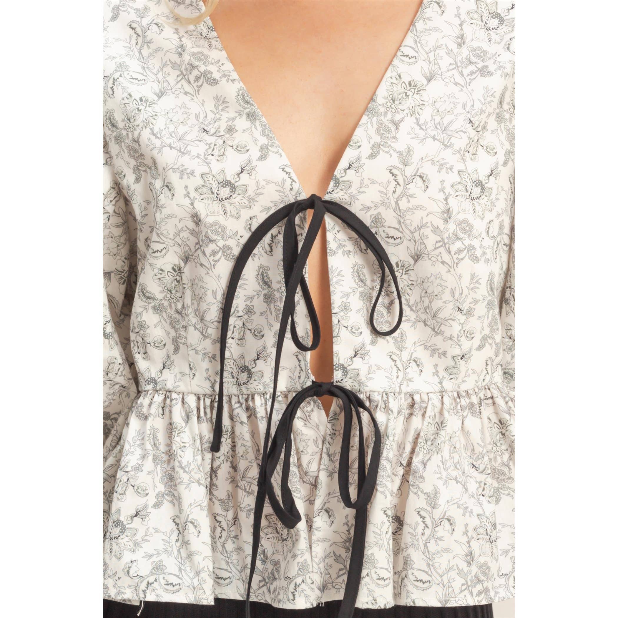 Floral Tie-Front Peplum Top