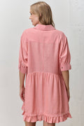 Short Sleeve Striped Tiered Ruffle Mini Dress