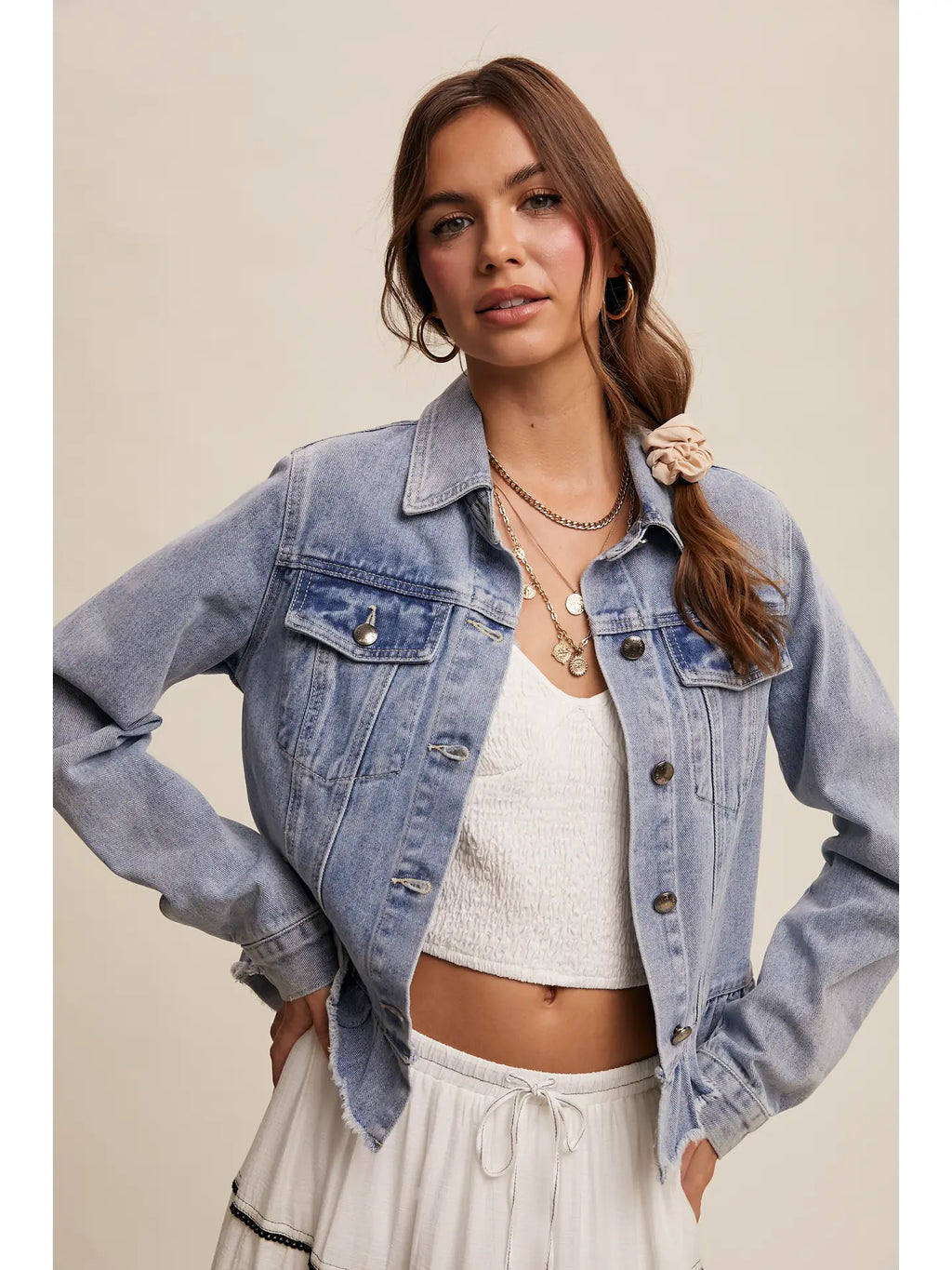 Ruffle Denim Jacket