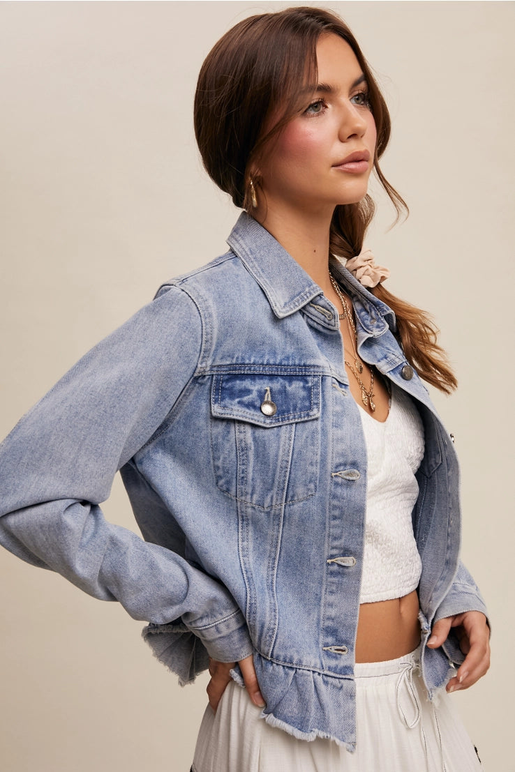 Ruffle Denim Jacket