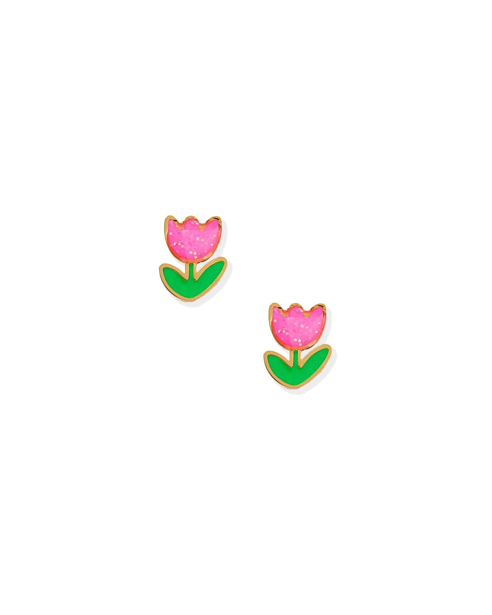 Screwback Stud Earrings - Tulip Pink