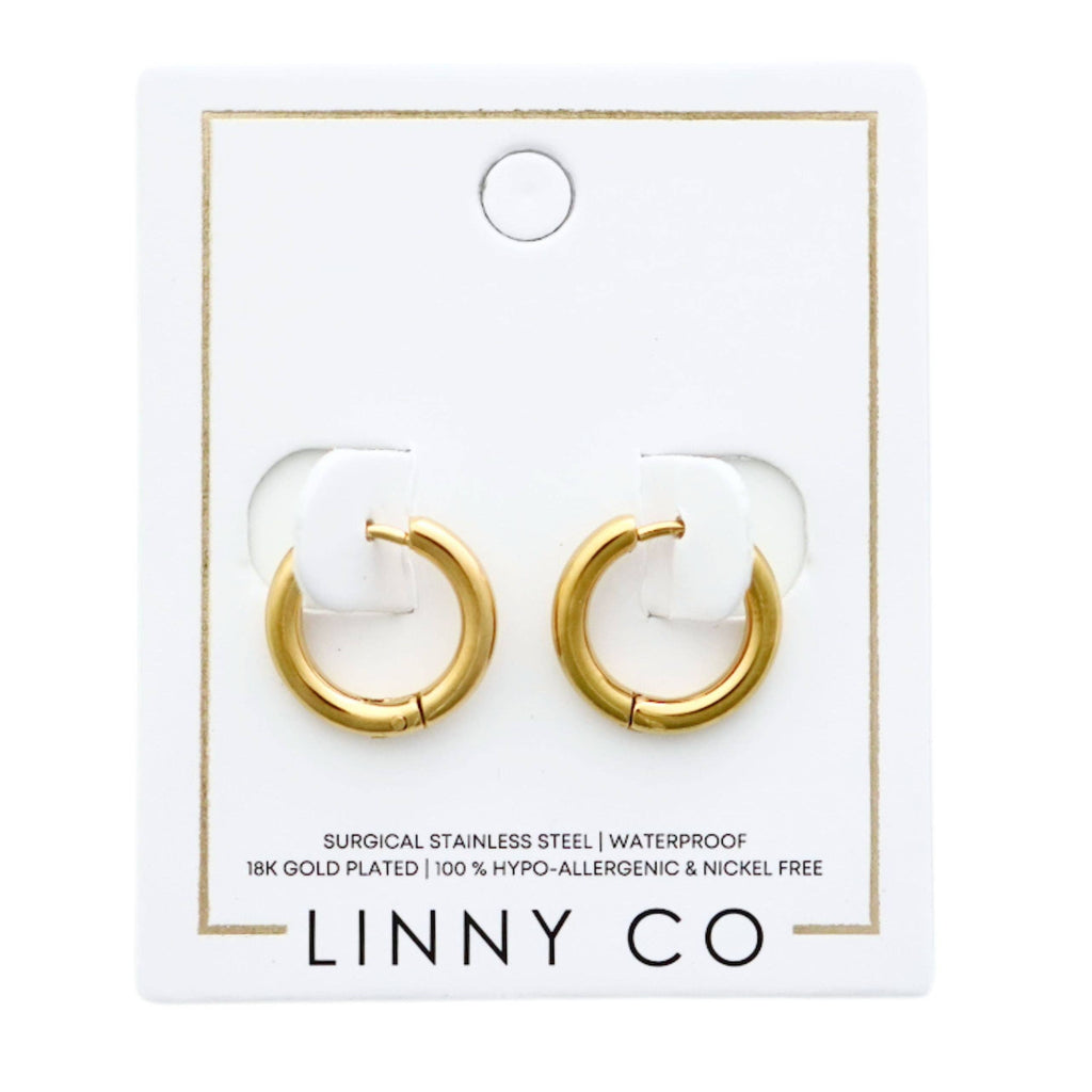 Huggie Earrings - Scarlett Hoop Gold 10mm