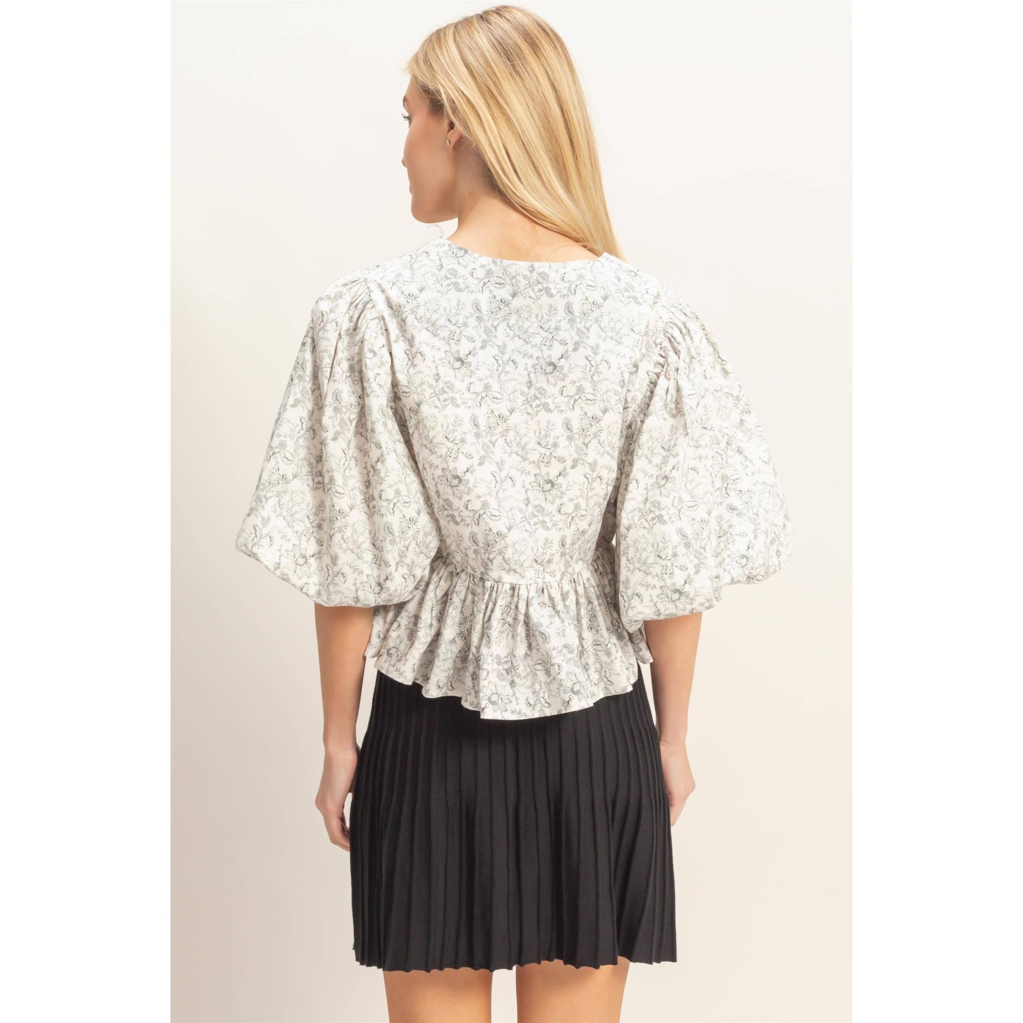 Floral Tie-Front Peplum Top