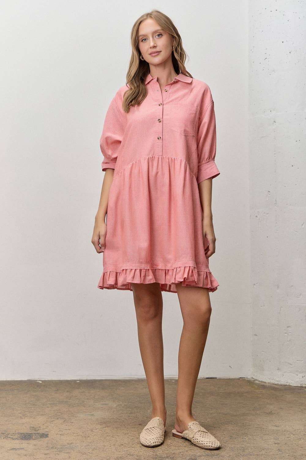 Short Sleeve Striped Tiered Ruffle Mini Dress