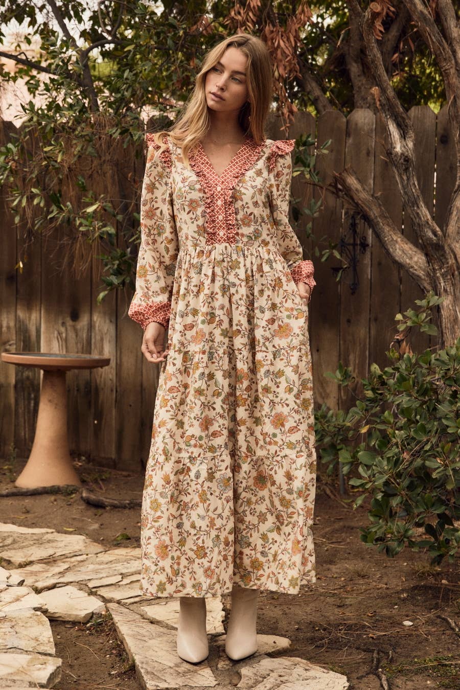 Plus Floral Print Midi Dress
