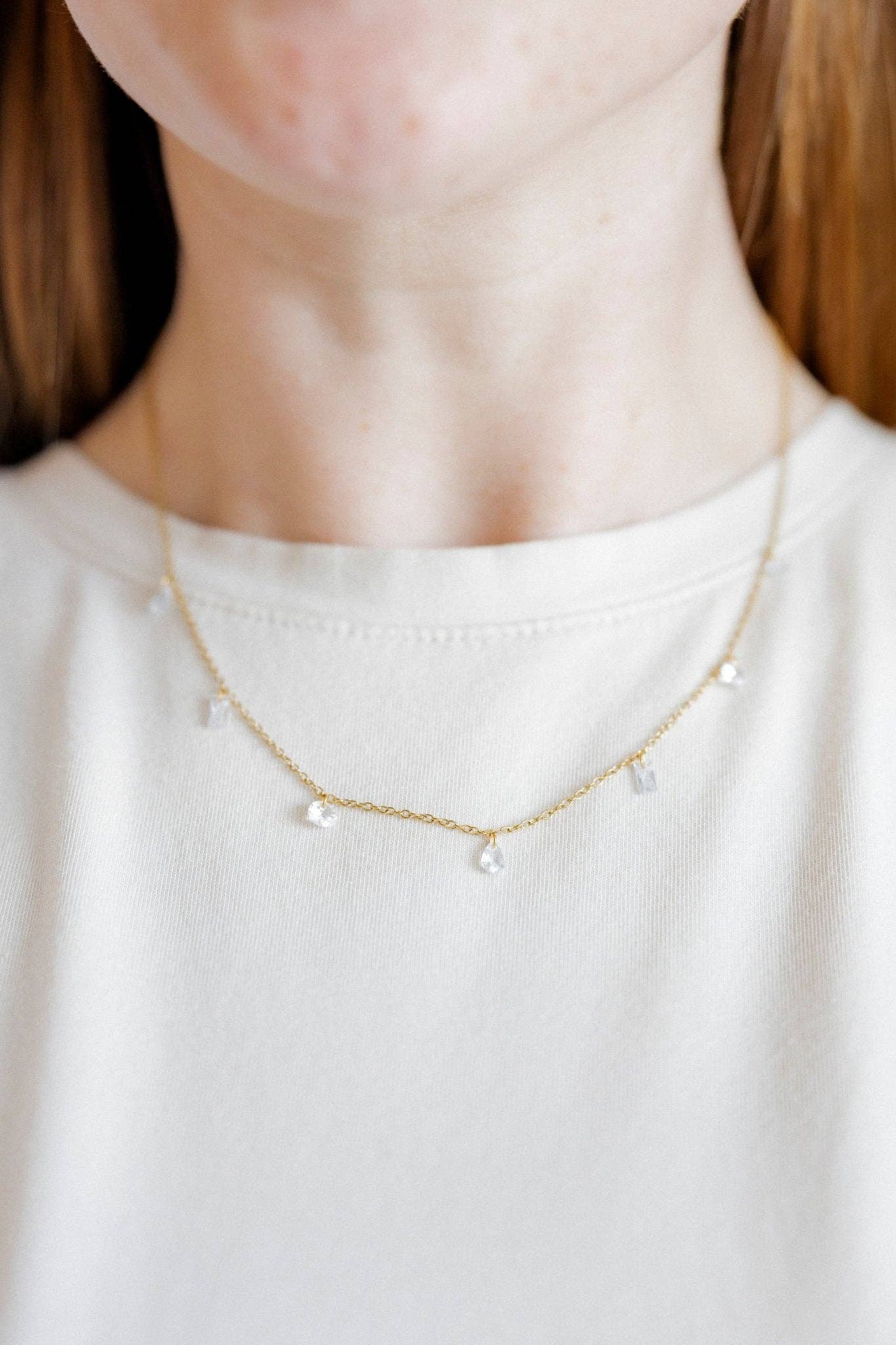 Necklace - Allegra Clear Gold