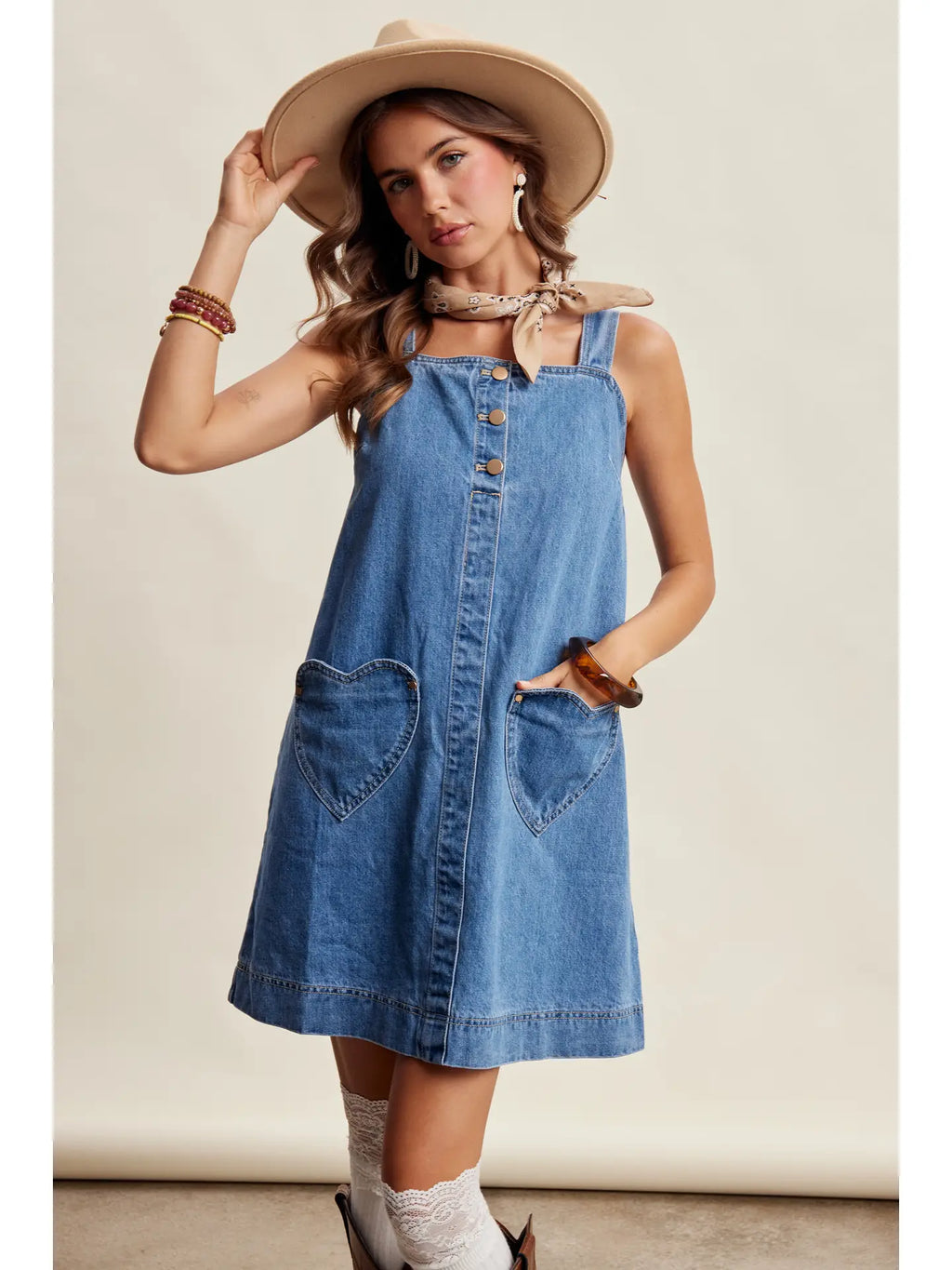 Heart Pocket Denim Dress