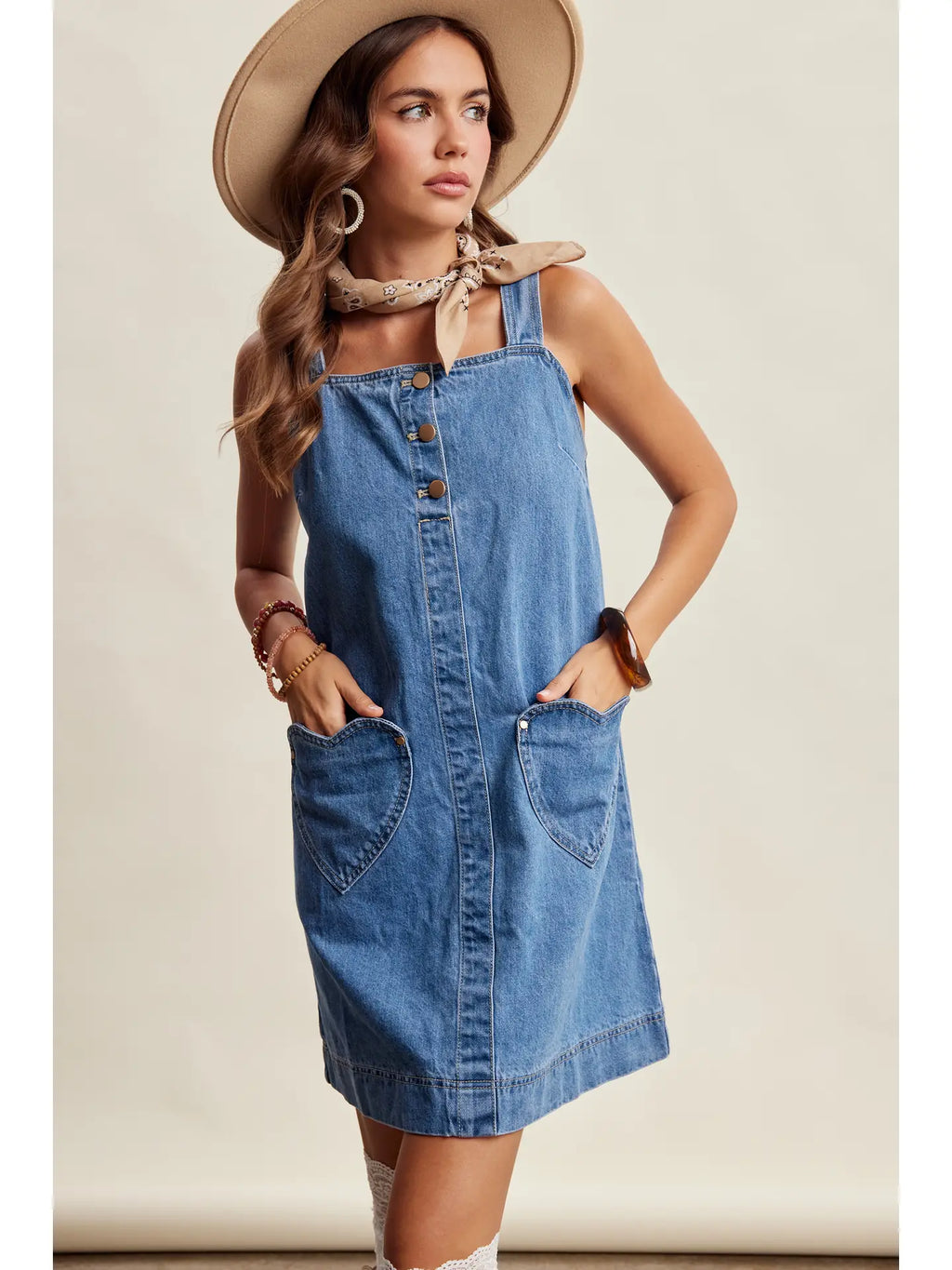 Heart Pocket Denim Dress