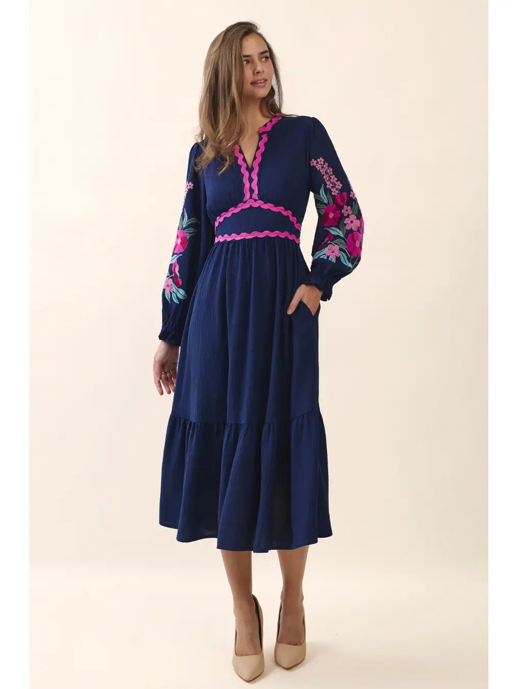 Ric-Rac Embroidered Dress