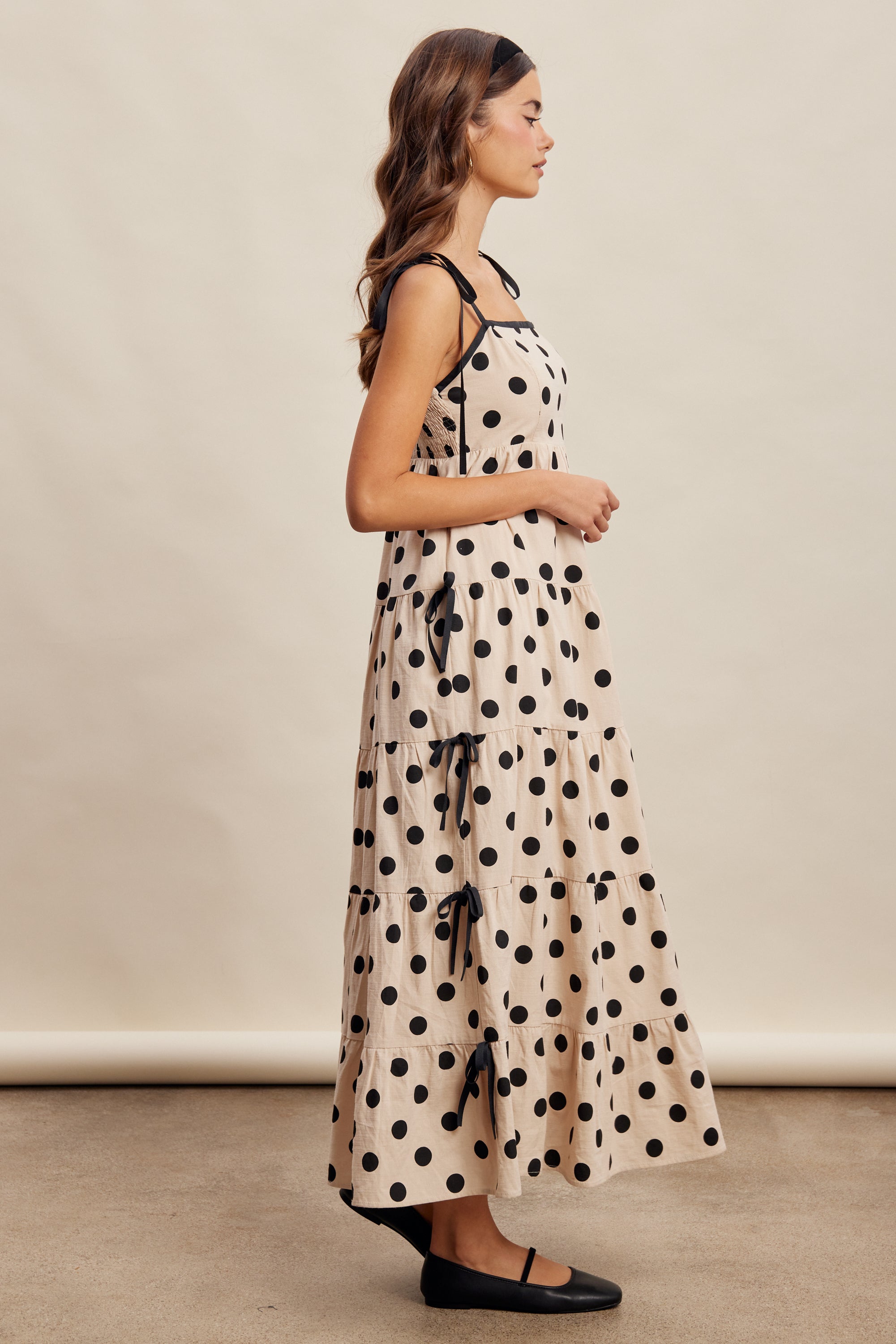 Polka Dot Tiered Maxi Dress