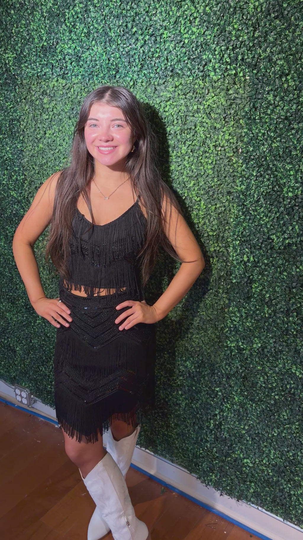 Sequined Fringe Skirt - Black